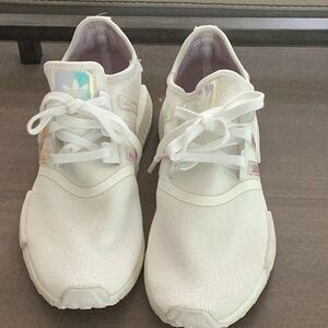 Adidas White Sneakers with Streamlined Silhouette and Sock-Like Fit